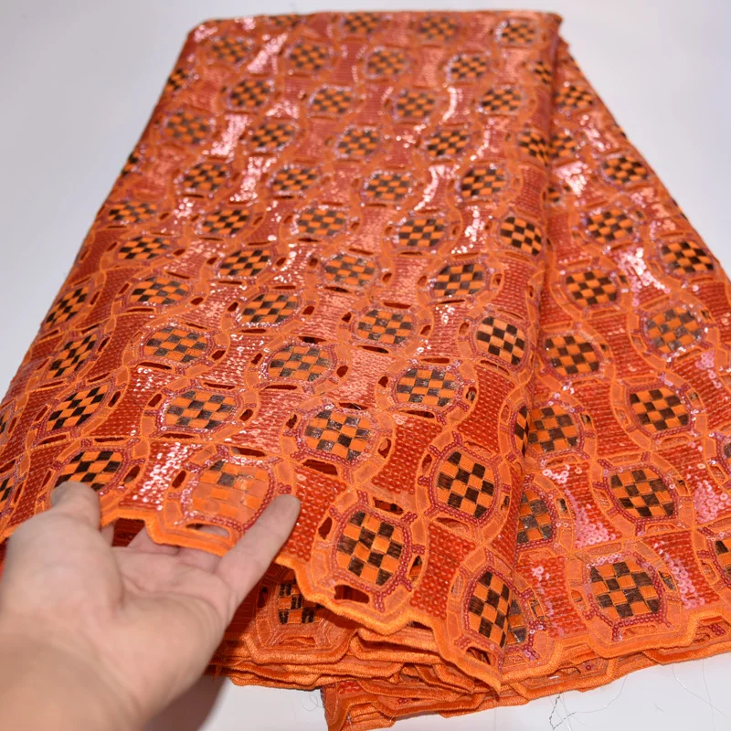 (5 ярдов/шт.) Высококачественная зеленая африканская кружевная ткань ручной