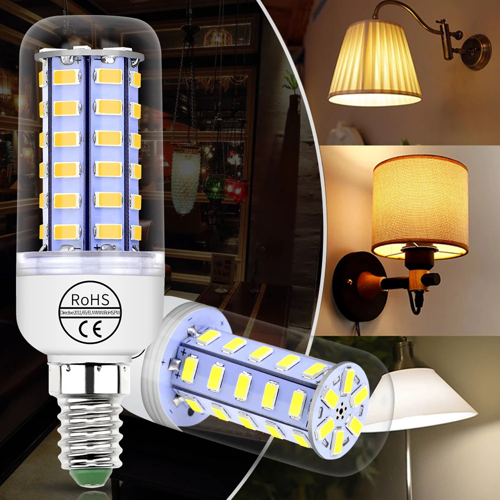 

GU10 LED Corn Lamp E14 220V Bombilla Led E27 Corn Bulb 5730 SMD Led Candle Light Bulb For Home 24 36 48 56 69 72leds 3W Ampul 5W