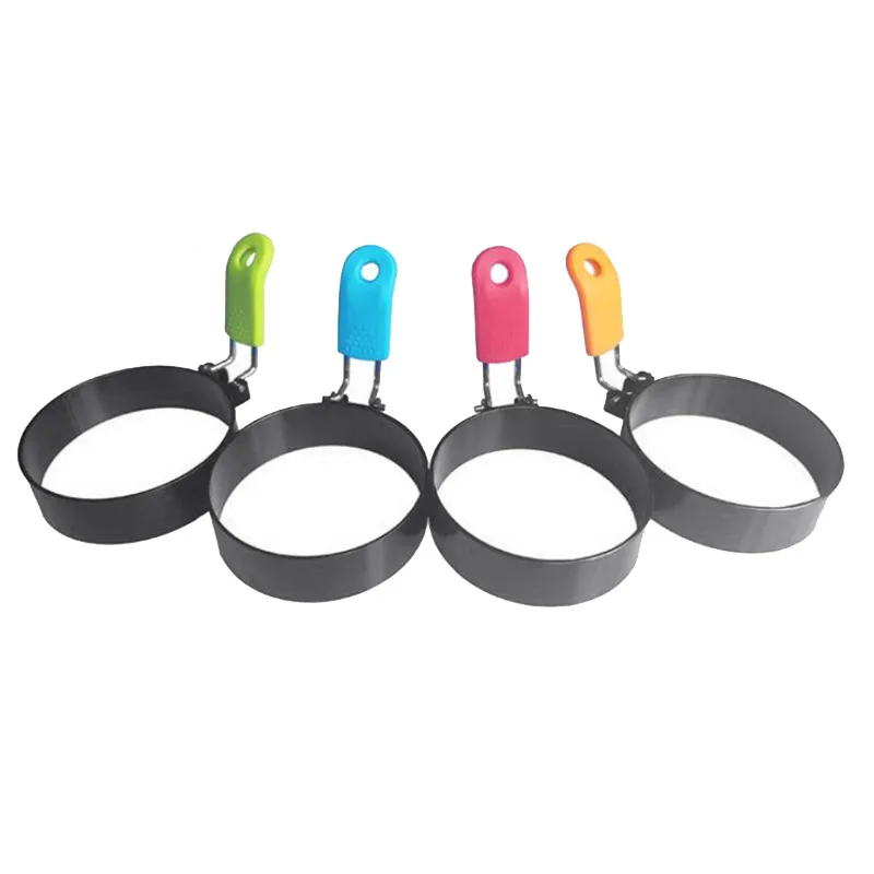

4 Pack Round Egg Ring for Frying or Shaping Eggs Non Stick Round Breakfast Egg Maker Molds with Oil Brush