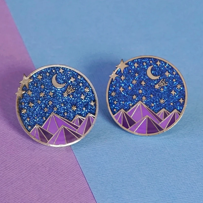 Ночи суда Звездное брошь с изображением метеора брошки эмаль металлические