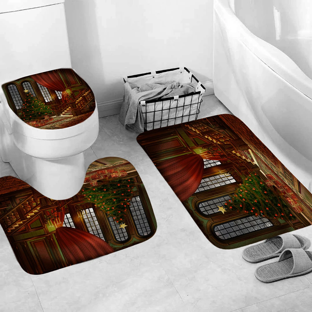 Занавески для ванной комнаты с рождественской елкой Холл набор занавесками душа