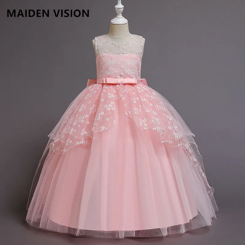 

Floral embroidery summer Kids Dresses For Party Wedding Dress Pageant Gown Princess Dress for Girl Toddler Children Clothing
