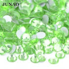 JUNAO SS6 SS8 SS10 SS16 SS20 SS30 светильник-зеленые стеклянные стразы для украшения ногтей камни и кристаллы стразы с плоским основанием