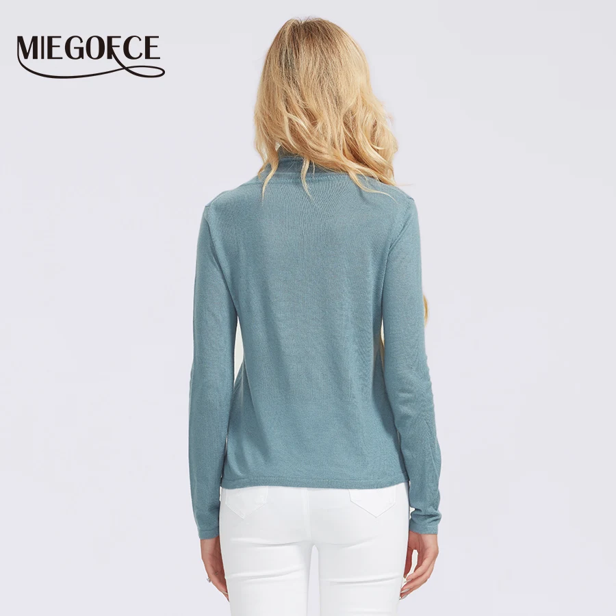 Miegofce 2019 Женская теплая водолазка однотонная из плотного полиэфирного волокна