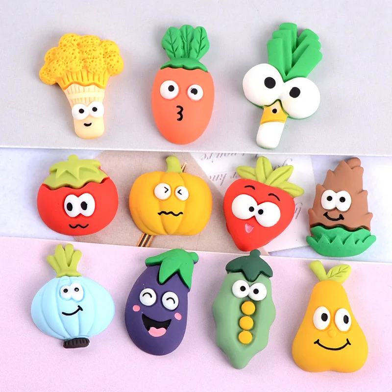 

10Pcs Cartoon Simulation Vegetables Flatback Resin Cabochon Mini Food Play Scrapbooking For Embellishments DIY Accessories