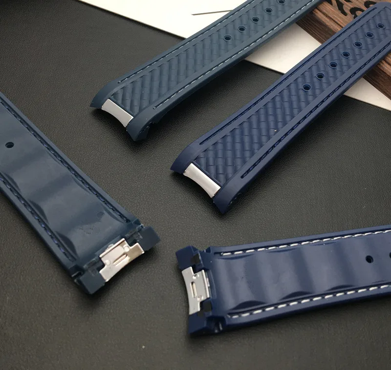 Мягкий 20 мм ремешок изогнутый конец силиконовый резиновый для часов с