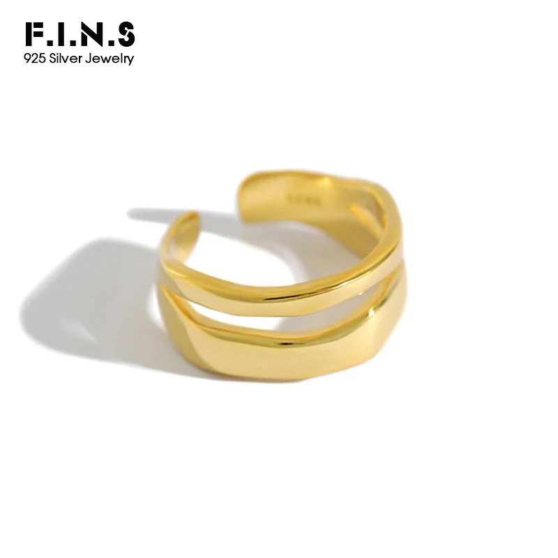 Модные кольца F.I.N.S из стерлингового серебра 925 пробы Двухслойное женское кольцо