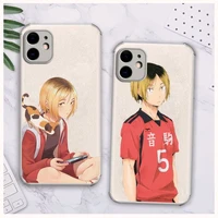 kenma kozume of haikyuu anime phone case lambskin leather for iphone 12 11 8 7 6 xr x xs plus mini plus pro max shockproof