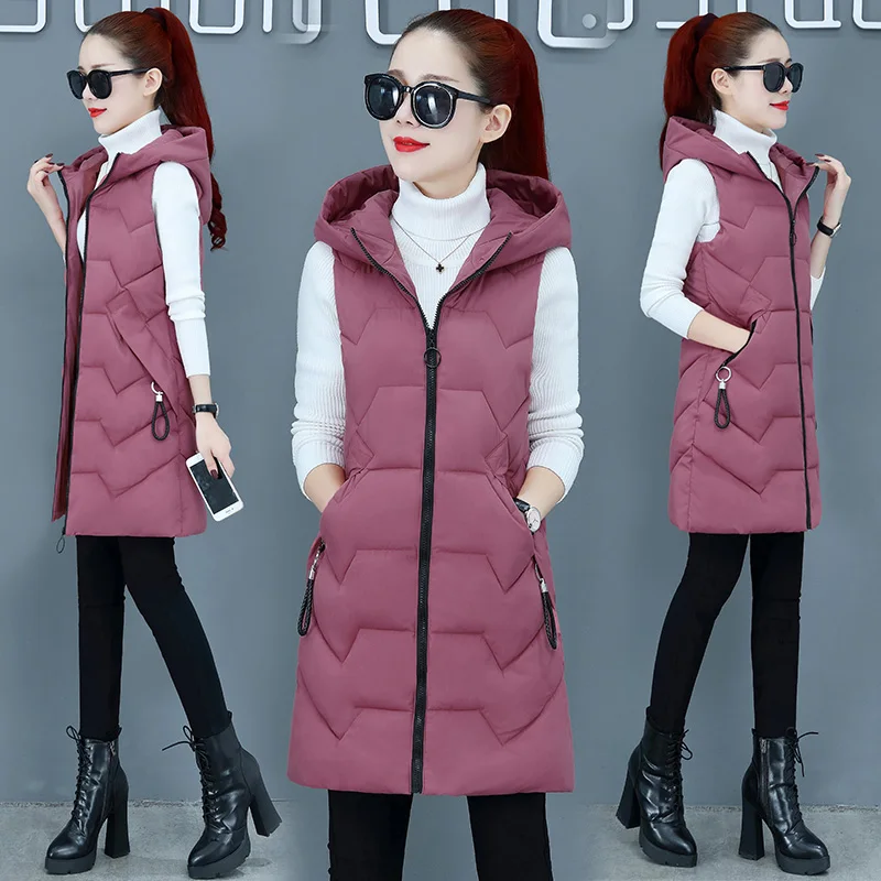 Brieuces женский зимний жилет с аппликацией Женский Длинный без рукавов куртка