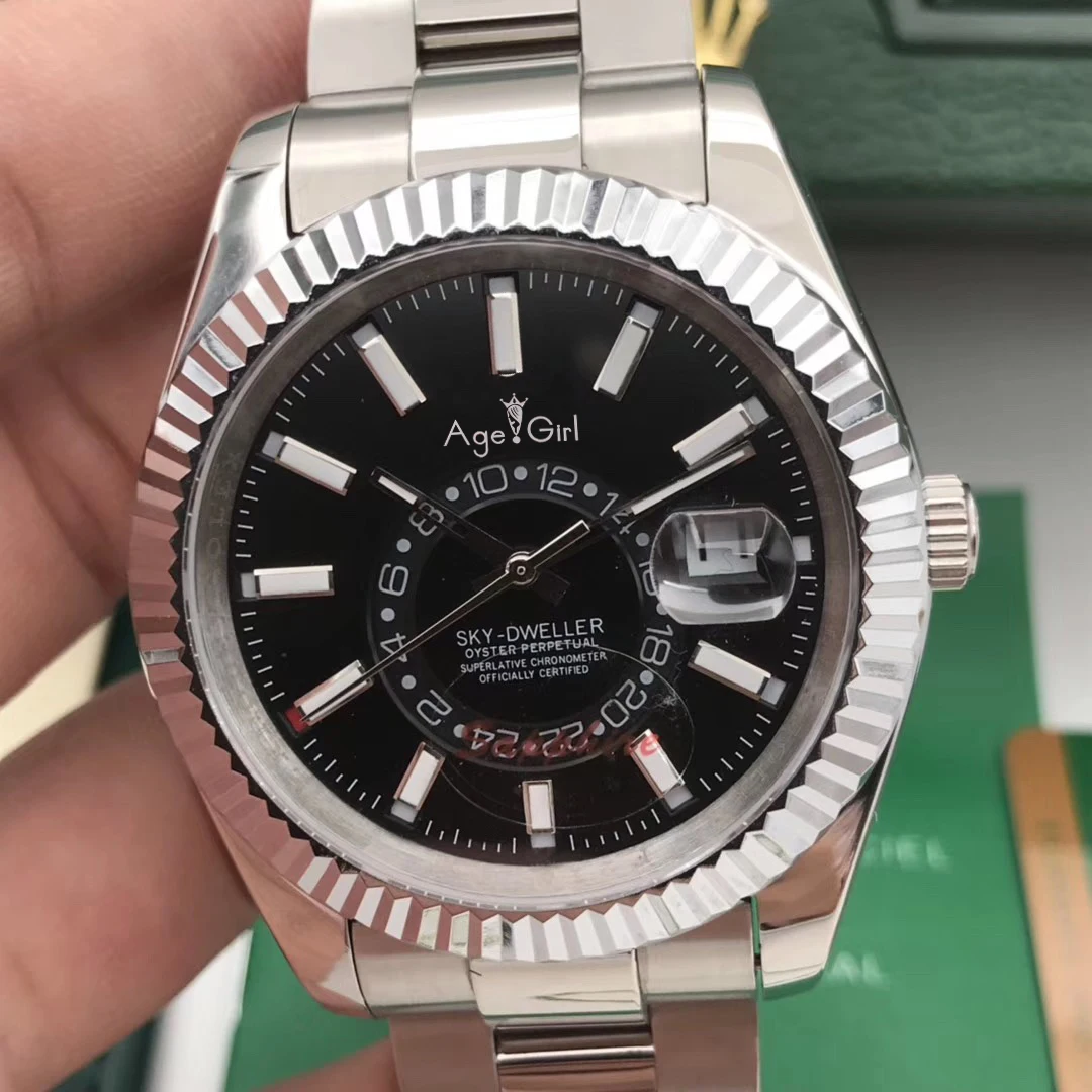 

Classic New Men Automatic Mechanical Self Wind Watches Sky Silver Black Blue White Crystal Sapphire Rose Gold Sport 41MM