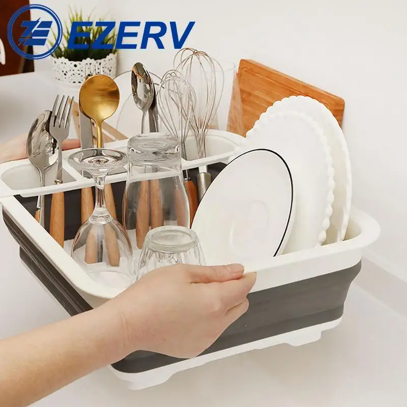 New Camper Car Foldable Dish Rack Tableware Portable Bowl TPR Sink Design RV Boats Caravan accessories trailer | Автомобили и