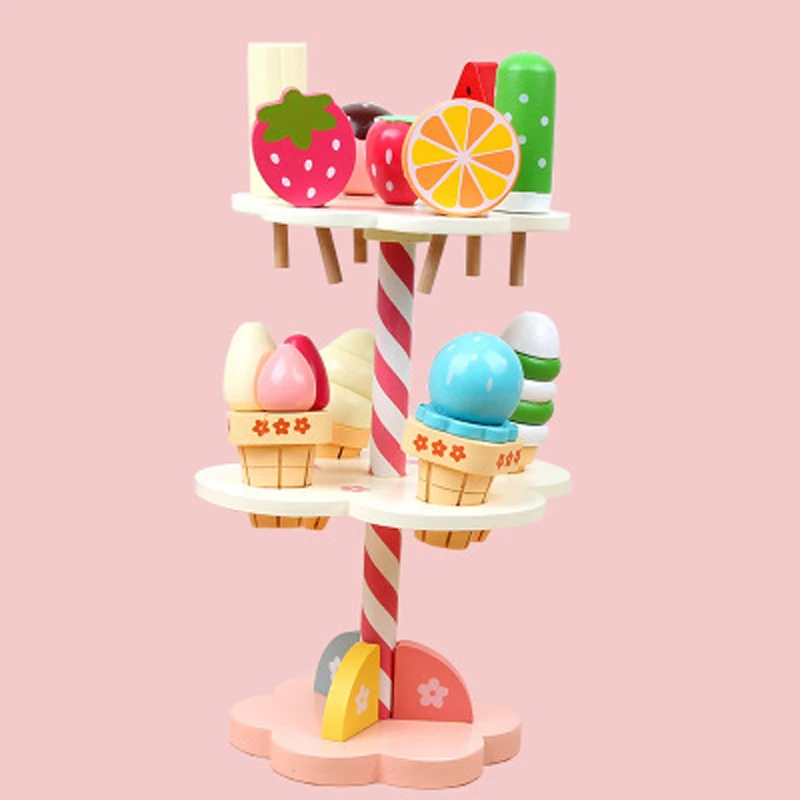 

Wooden Simulation Ice Cream Candy House Play Educational Kitchen Toys For Children Pretend Play Game Birthday Christmas Gift