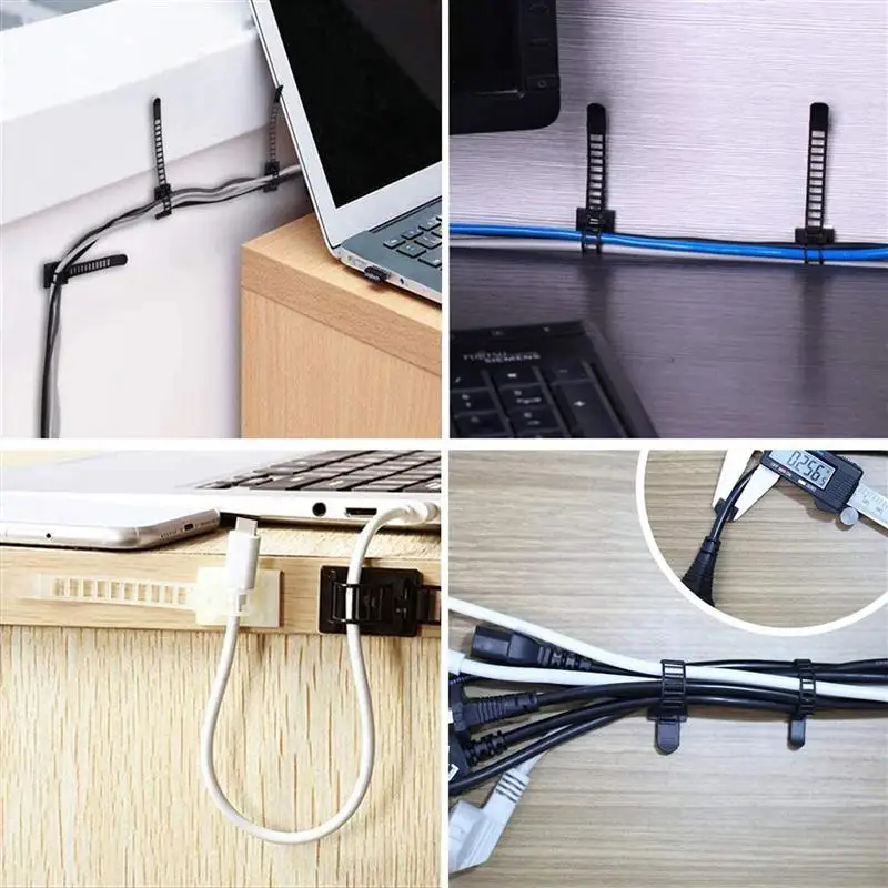

50Pcs Premium Adhesive Cable Straps Wire Ties Wire Cord Holder Home Supplies