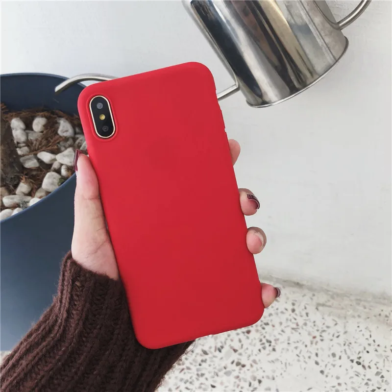 Силиконовый матовый чехол ярких цветов для iPhone XS Max XR X 10 8 7 6 6S Plus, модный простой мягкий чехол из ТПУ для iPhone 11 Pro Max Funda