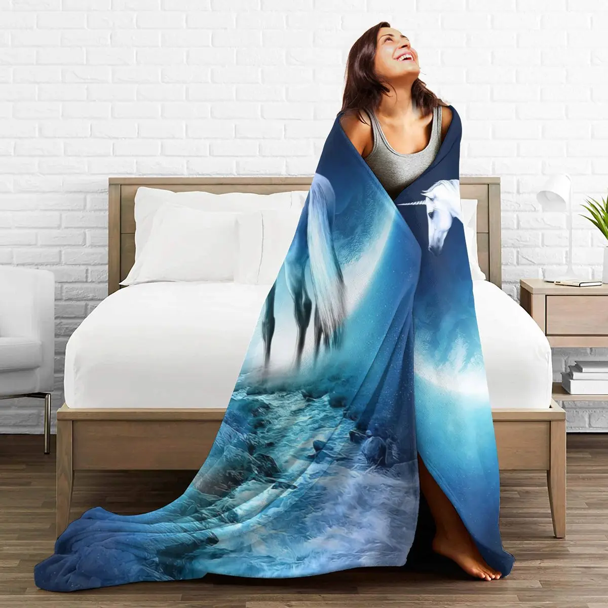 

Ultra-Soft Micro Fleece Blanket Romantic Starry Sky Unicorn Map Custom Blanket Unisex Home Textile Supplies Decorative Sofa Hote