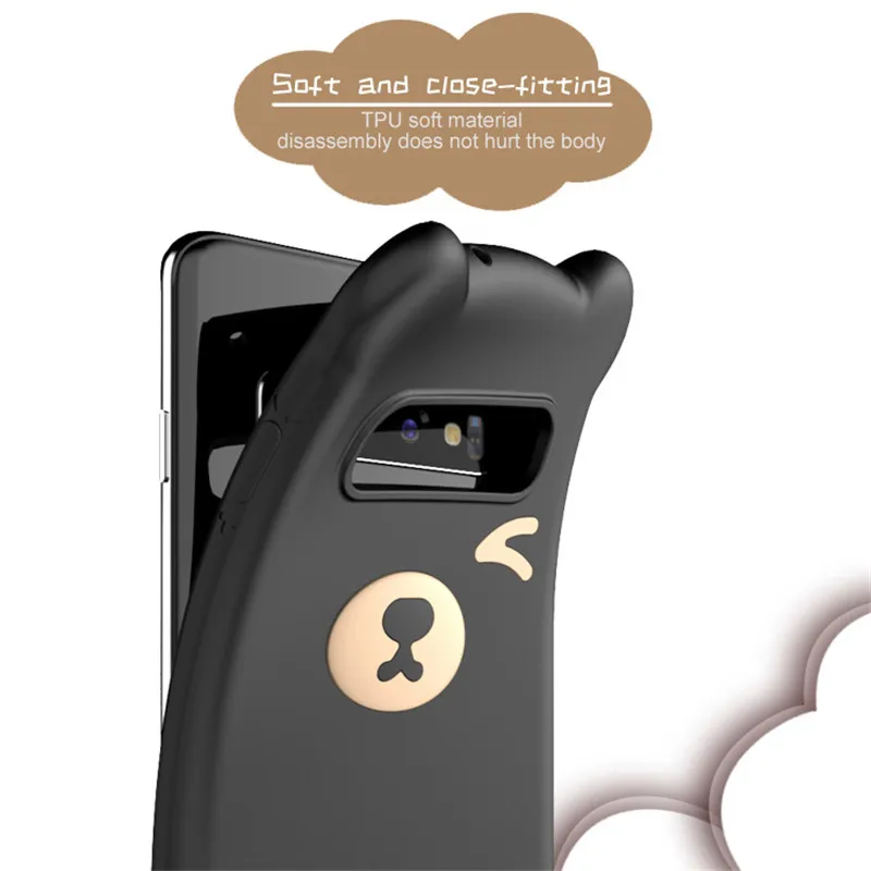 Чехол для Samsung S8 S9 S10 plus bear мобильный телефон note 8 9 с ремешком мягкий ТПУ чехол