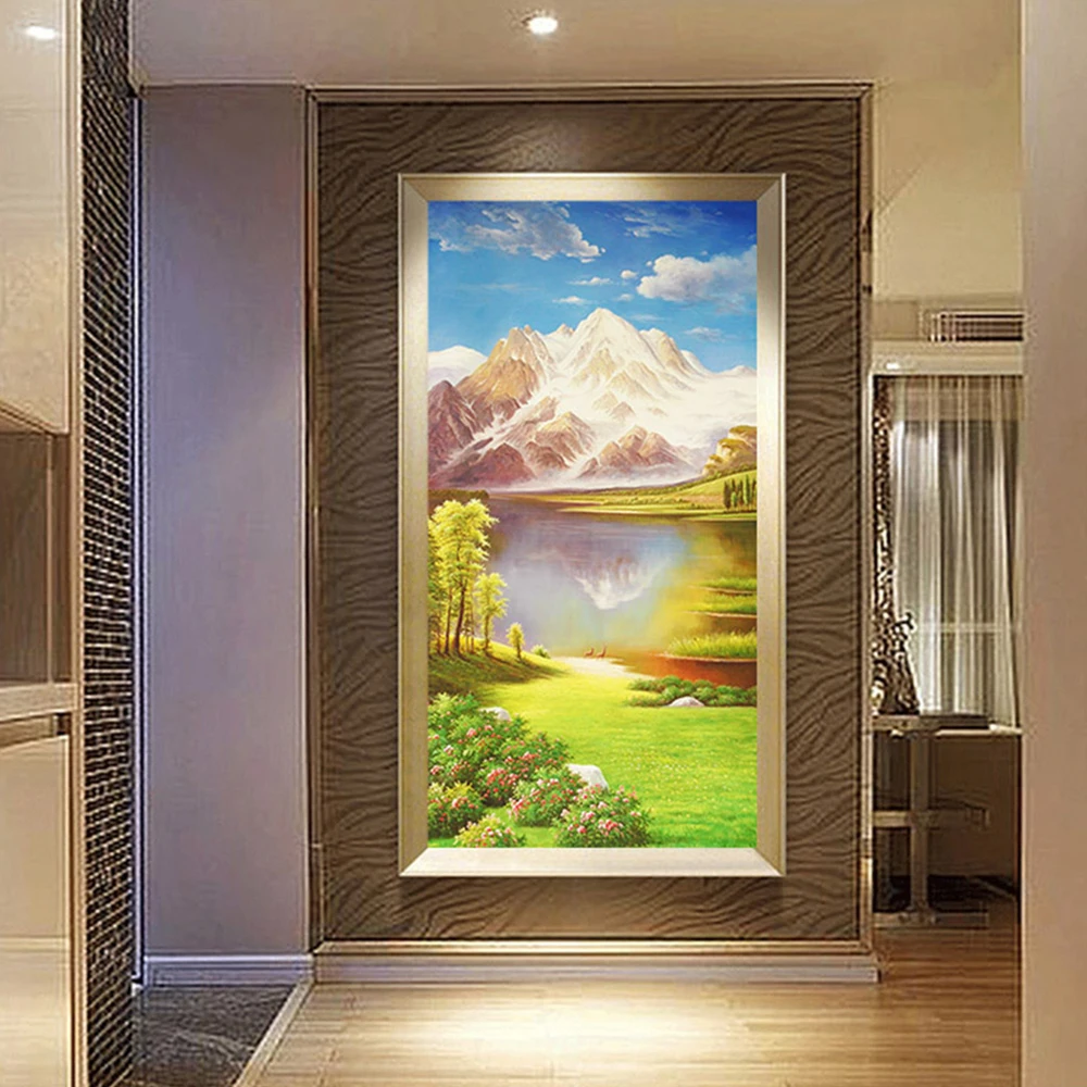 Абстрактная оригинальная Чистая ручная роспись Xueshan Lake Beauty Art крыльцо картина