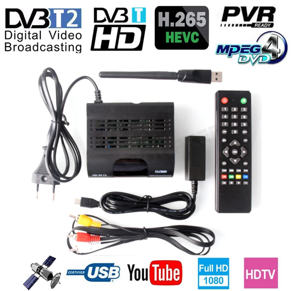 Full HD1080P DVB T2 тюнер TV Box Wi Fi USB2.0 HDMI совместимая плата спутникового ТВ приемник