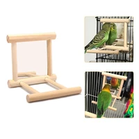 1pc pet bird mirror wooden play toy with perch for parrot budgies parakeet cockatiel conure finch lovebird birds accessoires