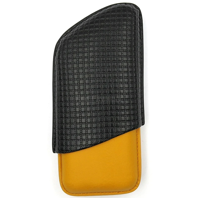 COHIBA Black&ampYellow Leather Cigar Case 3 Cigars Tube Humidor Checked Design Travel Cases | Дом и сад