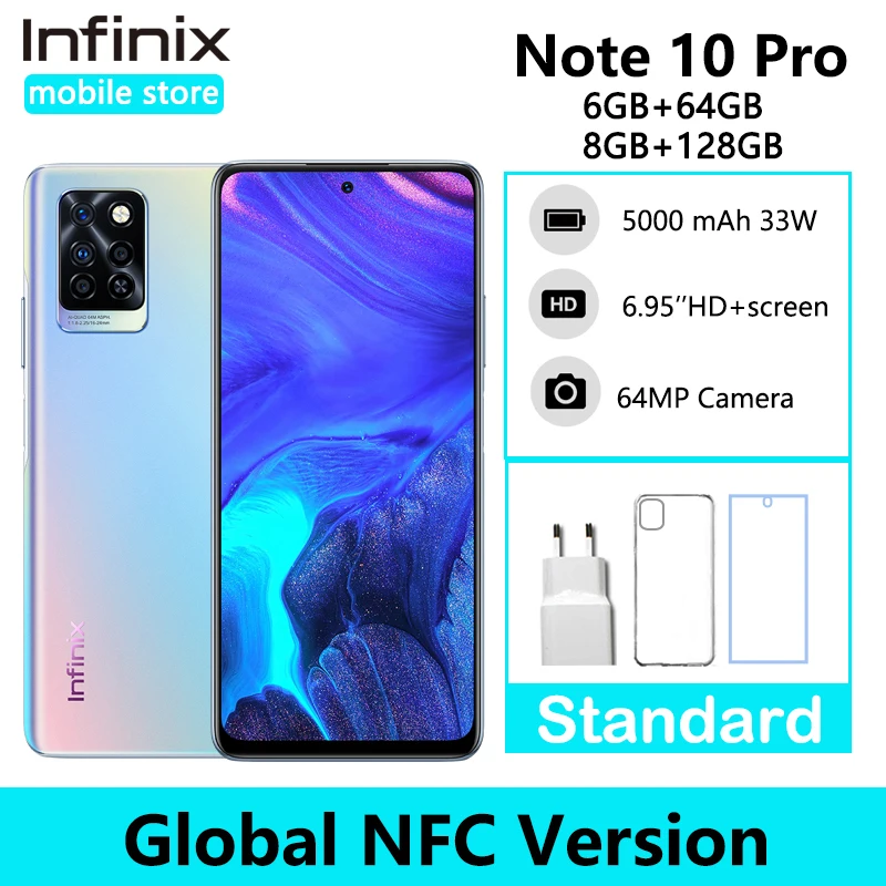 Смартфон Infinix Note 10 Pro NFC 64 ГБ/128 ГБ 6 95 дюйма 90 Гц камера мп 33 Вт аккумулятор