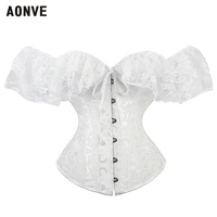 sexy lace corset tops black gothic clothing waist slimming overbust corsage white wedding party outfits off shoulder bodice