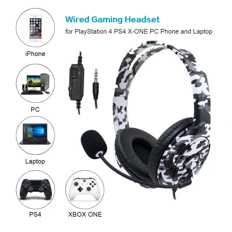 Проводные наушники PS4 гарнитура стерео с шумоподавлением и микрофоном для Play Station