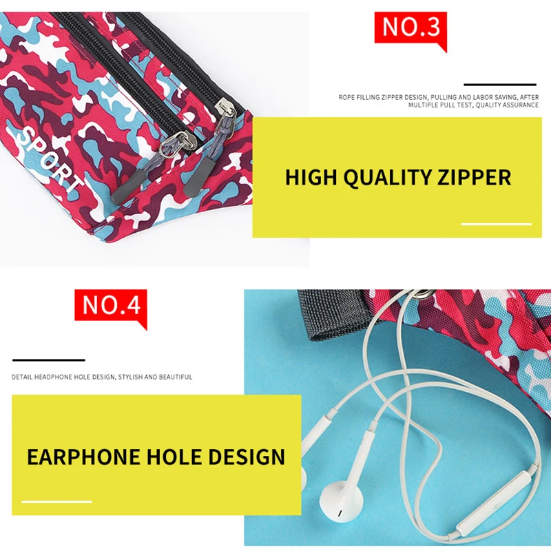 

Camouflage Waist Belt Bag Sport Running Bag Belt Man Woman Gym Fitness Waterproof Waist Pack Running Waist Phone Case Holder Bag
