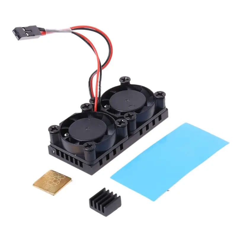 1 комплект двойной вентилятор двойной охлаждающий вентилятор Радиатор для Raspberry Pi 3B 4B комплект