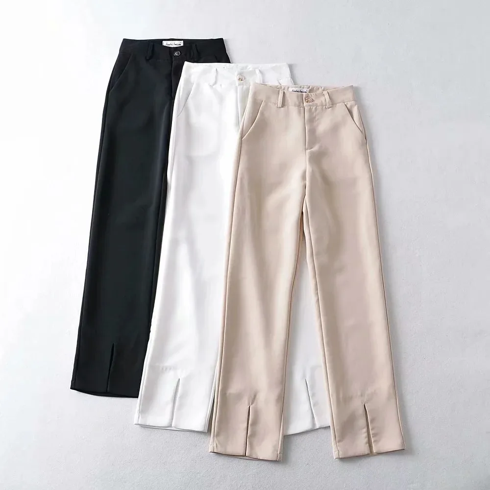 

Women's Pants 2021 New High Waist Trouser Female Suit Fashion Loose Straight Leg Pants Full Length Casual Vintage Streetwear y2k