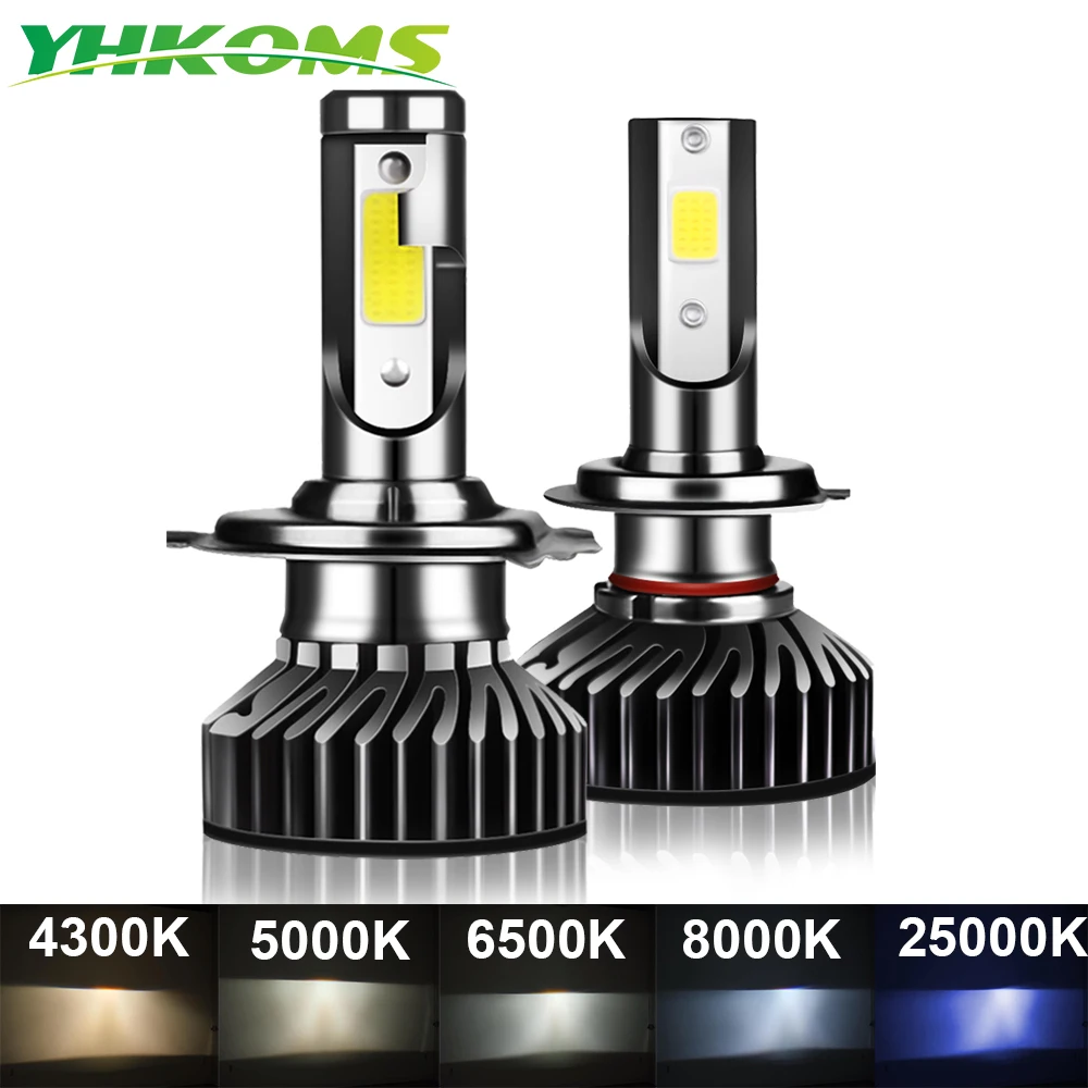 YHKOMS 2 PCS 80W 14000LM H4 H7 LED Car Headlight H1 H8 H9 H11 4300K 5000K 8000K 25000K Auto Fog Light 12V Mini Size Lamp | Автомобили и
