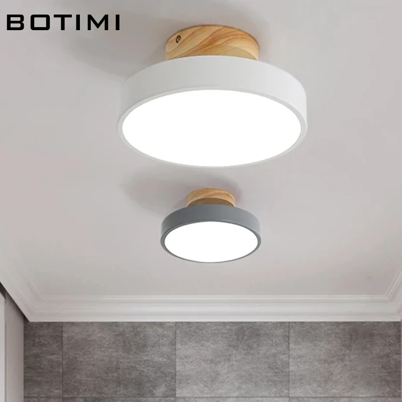 Современная круглая Светодиодная потолочная лампа BOTIMI белый металлический