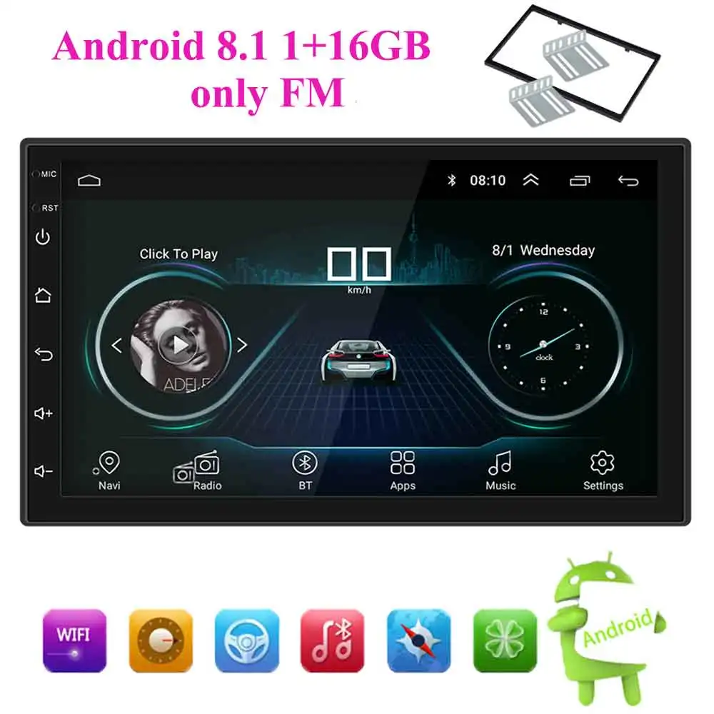 7200 Android 8,1 автомобильное радио стерео gps навигация Bluetooth wifi Универсальный 7 ''2din 2.5D ips автомобильное радио стерео четырехъядерный мультимедиа - Цвет: 7200