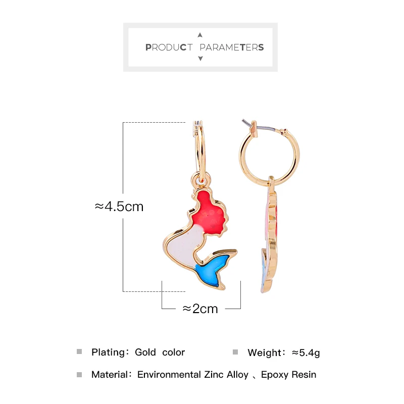 Серьги-русалки из эпоксидной смолы Золотые серьги-подвески в сказочном стиле для