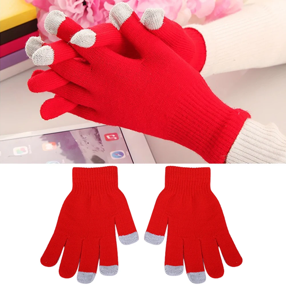 

Solid Gloves Girls Boys Unisex Capacitive Mobile Phone Smartphone Texting Touchscreen Gloves Knit Hot Winter Warm Mittens