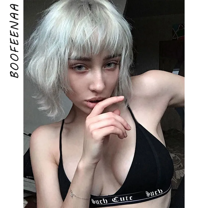 BOOFEENAA, черный сексуальный топ без косточек с буквенным принтом и лентой, топ на бретельках, уличная одежда,, женская одежда, C67-G87