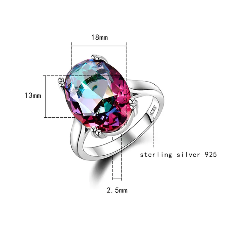 Bague Ringen, 6 цветов, овальное кольцо с камнями для женщин, классическое серебро 925, ювелирное изделие, рубиновый аметист, аквамарин, сапфир, топаз, циркон