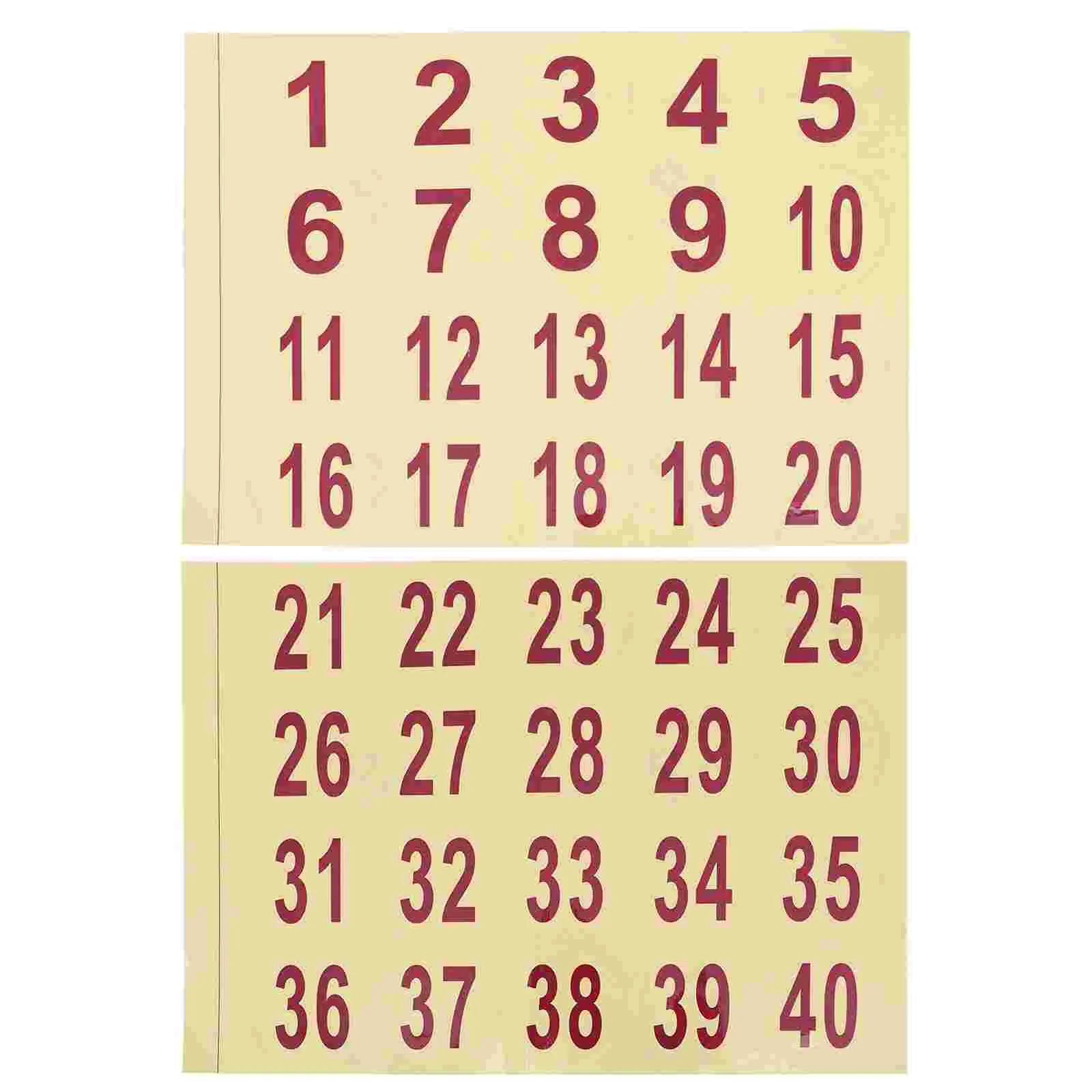 

2 Sheets PVC Serial Stickers Number Stickers Waterproof Number Round Paster