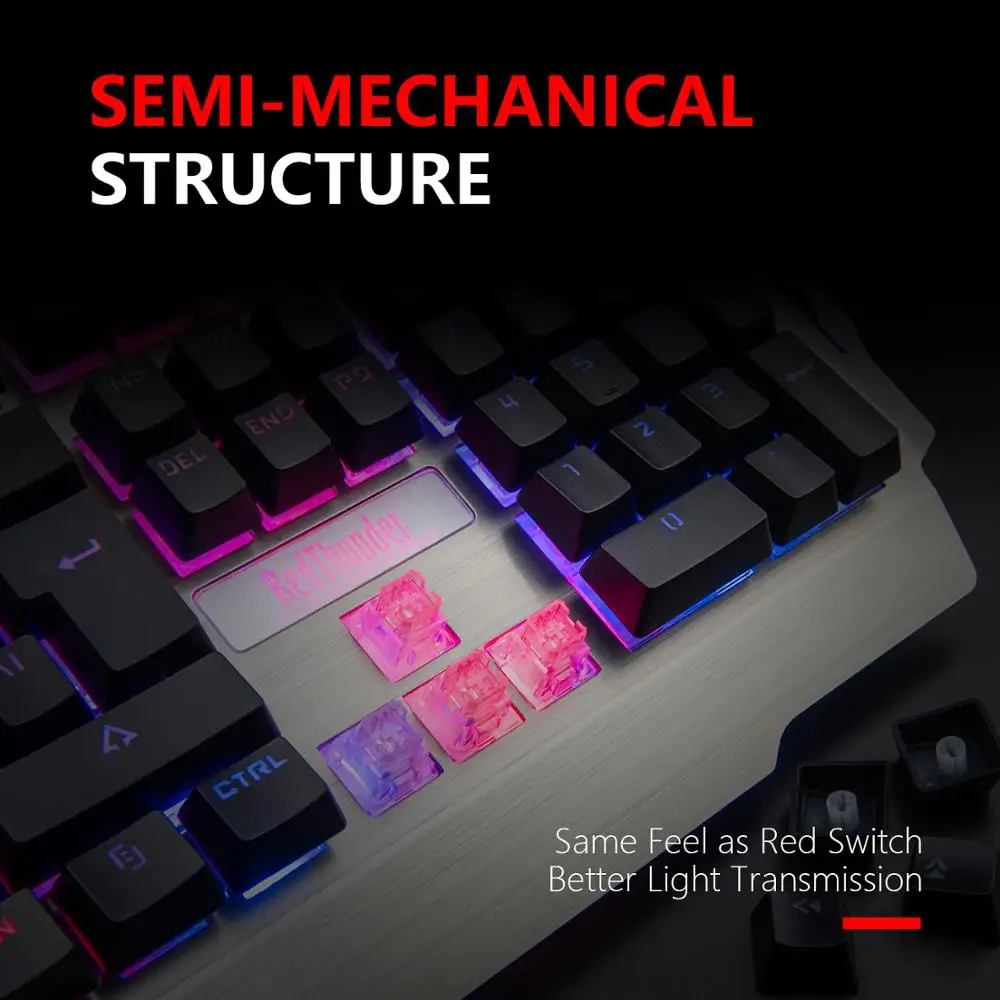 redthunder k900 rgb wired gaming keyboard 25 keys anti ghosting mechanical feel ergonomics for pc russian spanish french free global shipping