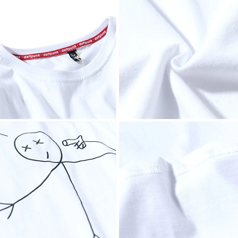 T-shirt Summer Sale New Stick Figure Print for Men High Quality Loose Hip Hop Short Sleeve 100% Cotton Tshirt L0600 | Мужская одежда