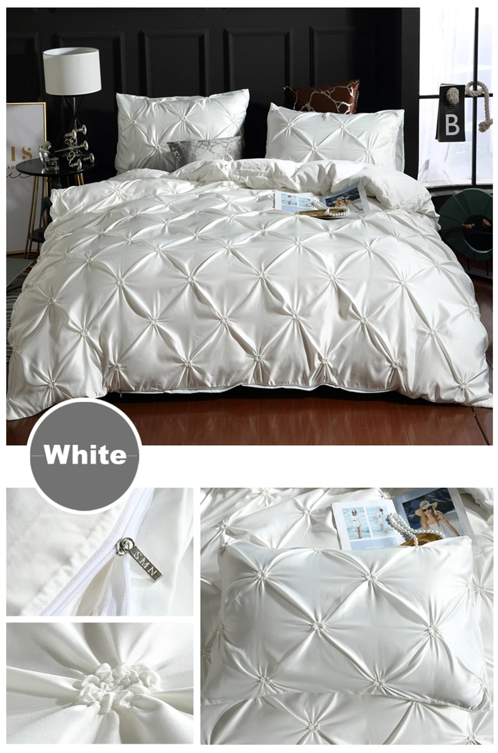 

Комплект постельного белья из шелка и сатина, 2/3 шт.