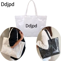 simple nylon transparent large capacity womens bag fashion waterproof large shoulder bag casual street shopping bag tote bag
