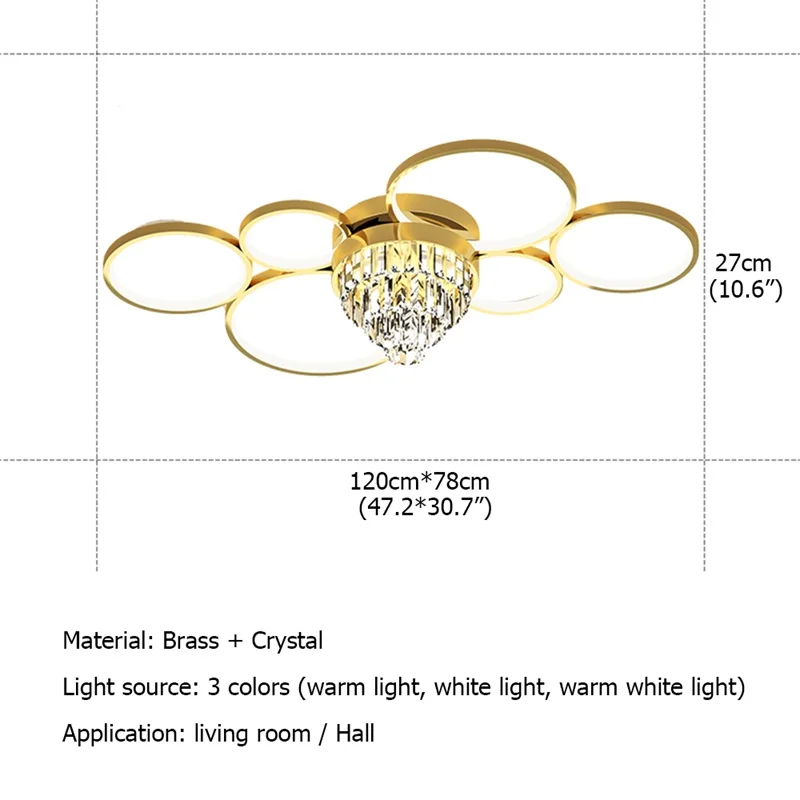 

86LIGHT Round Brass Ceiling Light Modern Creative Luxury Crystal Lamp LED Fixtures Decorative For Home