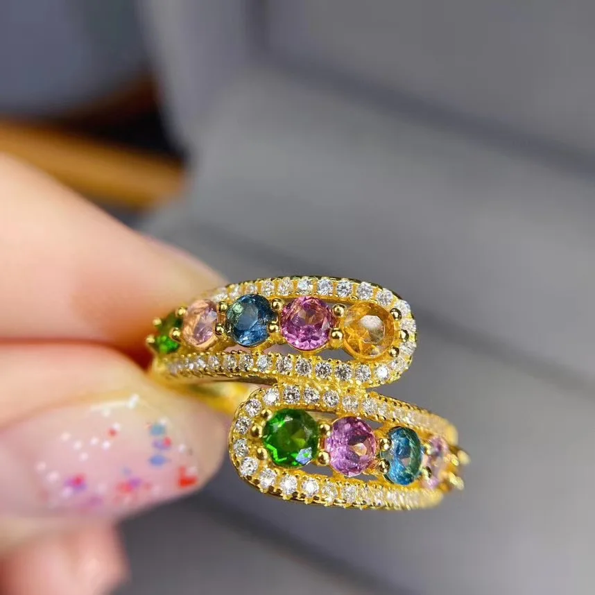 

New Coming Luxury100% Natural real tourmaline ring Free shipping 925 sterling silver Fine gem