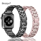 Женский Алмазный ремешок для Apple Watch, ремешок 42 мм 38 мм 40 мм 44 мм, металлические стразы, сменный Браслет для iWatch Series 6 5