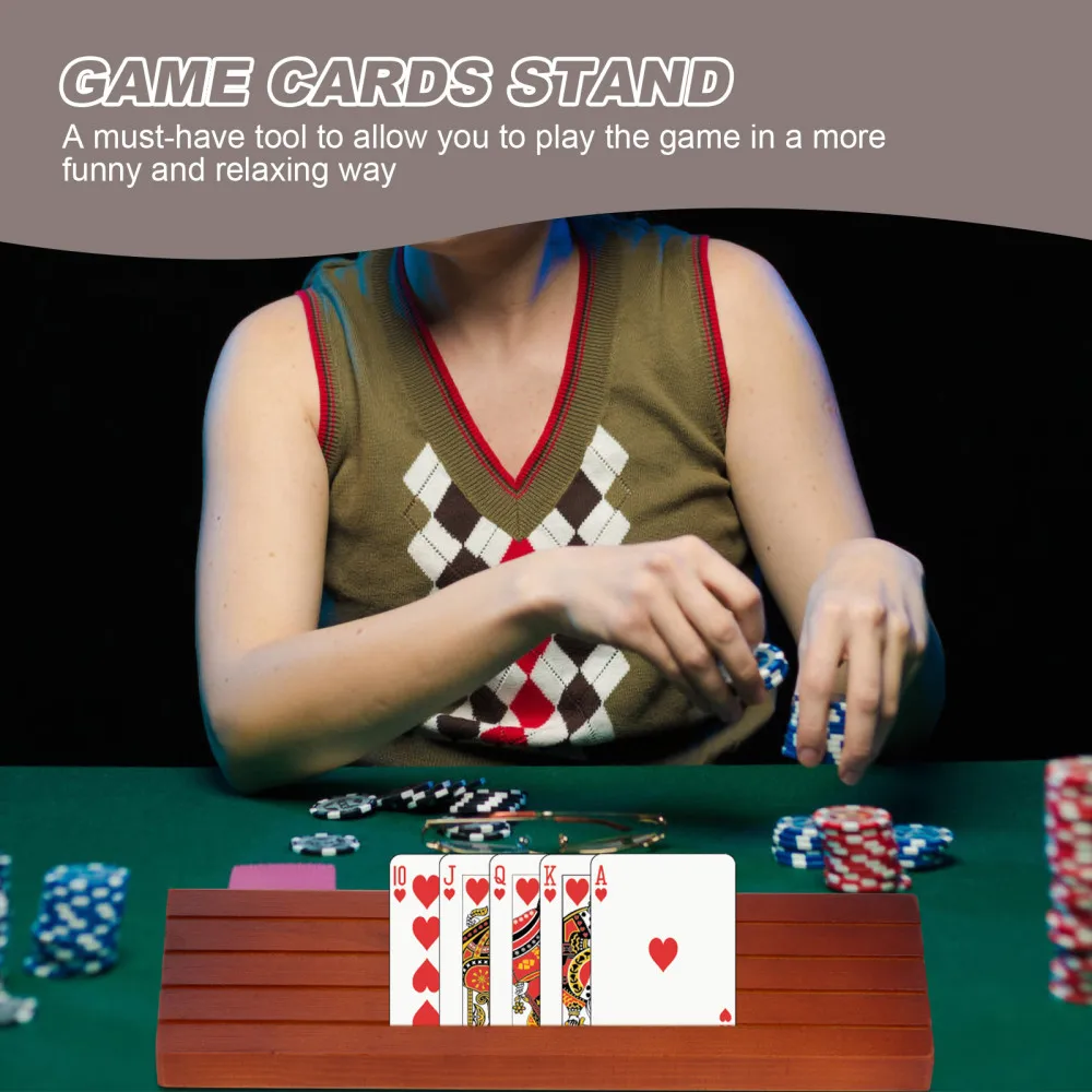 

1Pc Storage Rack Game Cards Organizer Wood Cards Base with Slots