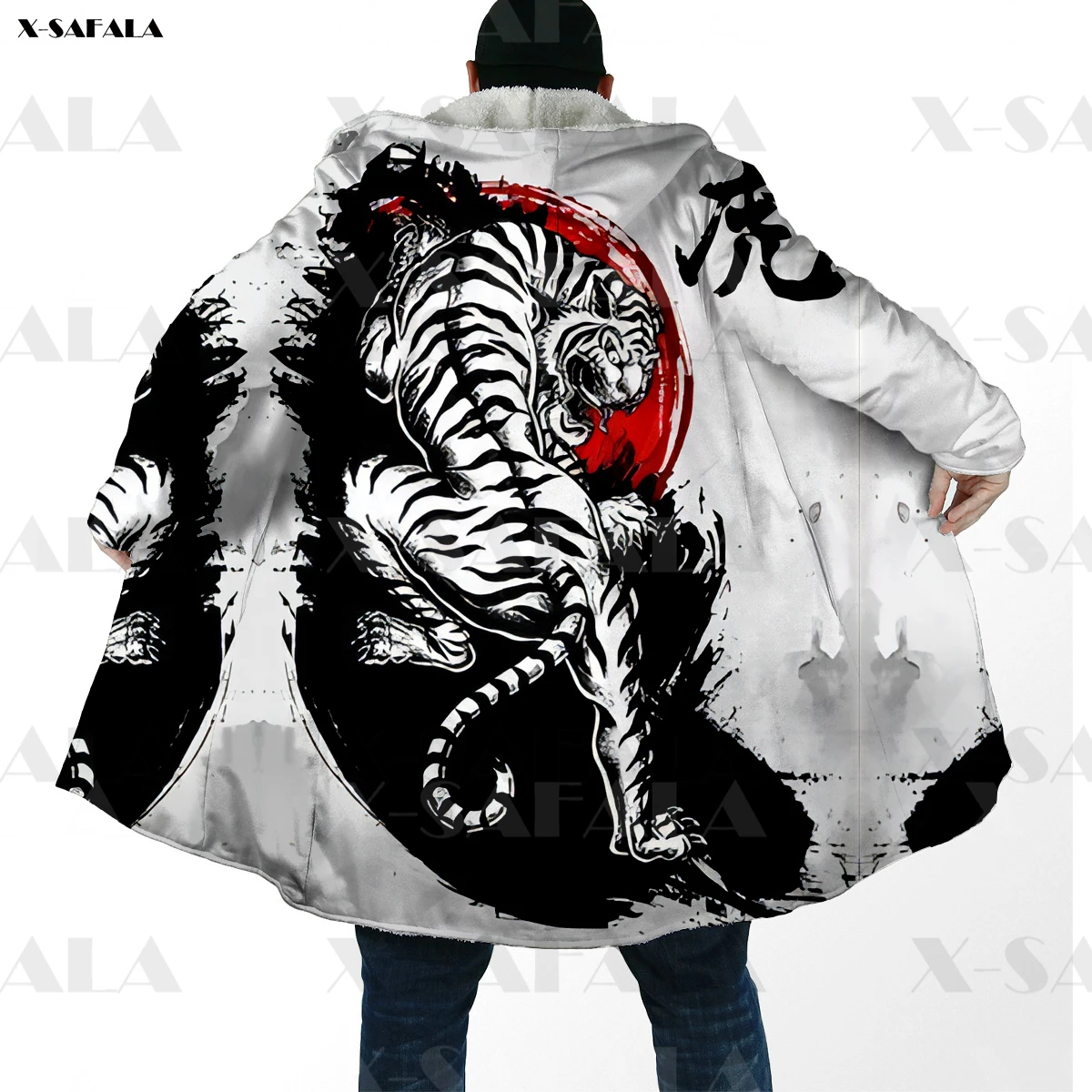 

Японская толстовка с 3D принтом тигра, длинная спортивная верхняя одежда, одеяло с капюшоном, плащ, Толстая куртка, хлопковый кашемировый флис