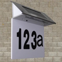 solar powered stainless steel led house number lamp outdoor door wall sign light sensor automatic switch