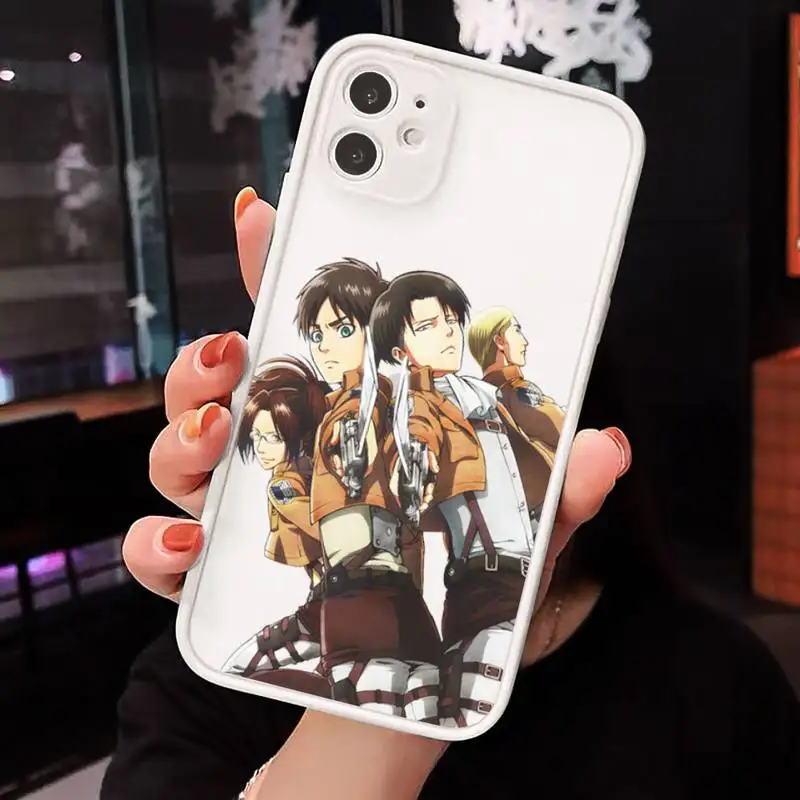 

Anime Japanese attack on Titan Phone Cases Matte Transparent for iPhone 7 8 11 12 s mini pro X XS XR MAX Plus cover funda