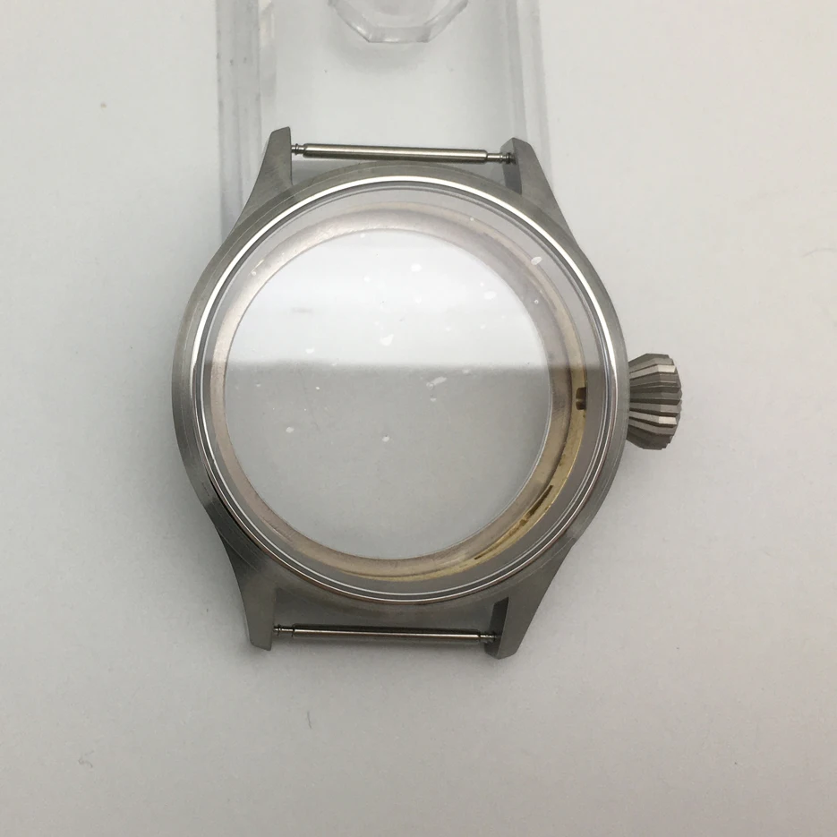 

44mm Mechanical Watch Case with Glass Fit ETA 6497 6498 Movemen silver